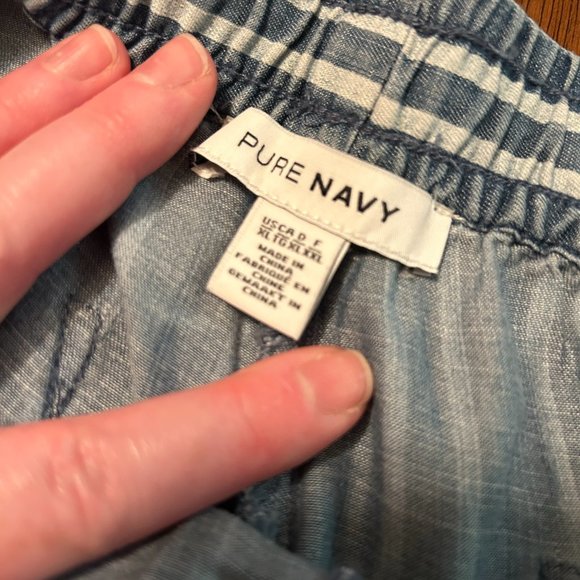 Pure Navy XL wide leg blue stripe pants 100% Lyocell - Picture 2 of 6